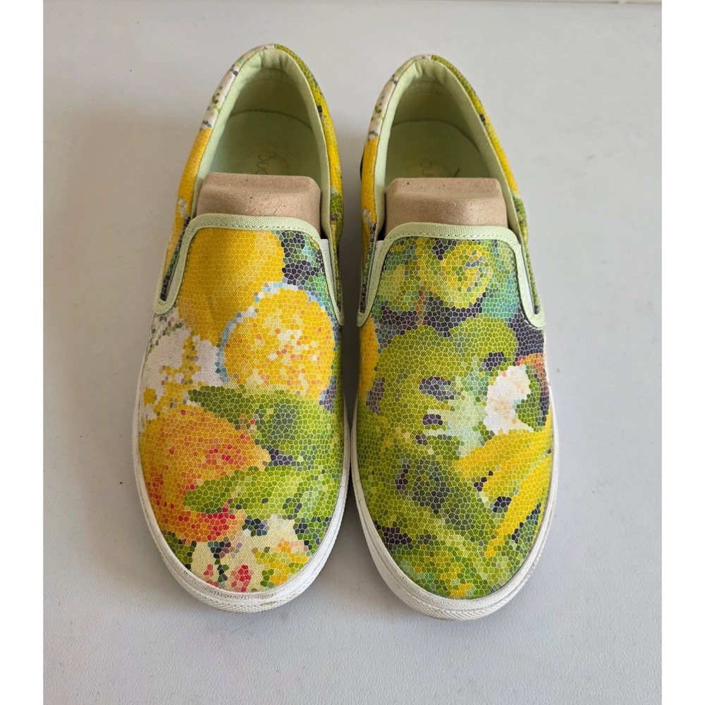 Bucketfeet Jungle Mosaic Slip On Sneakers Yellow Green Kay Shimizu Womens 9